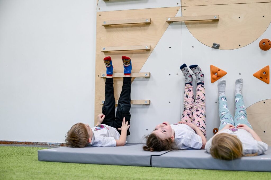 climbing wall and children