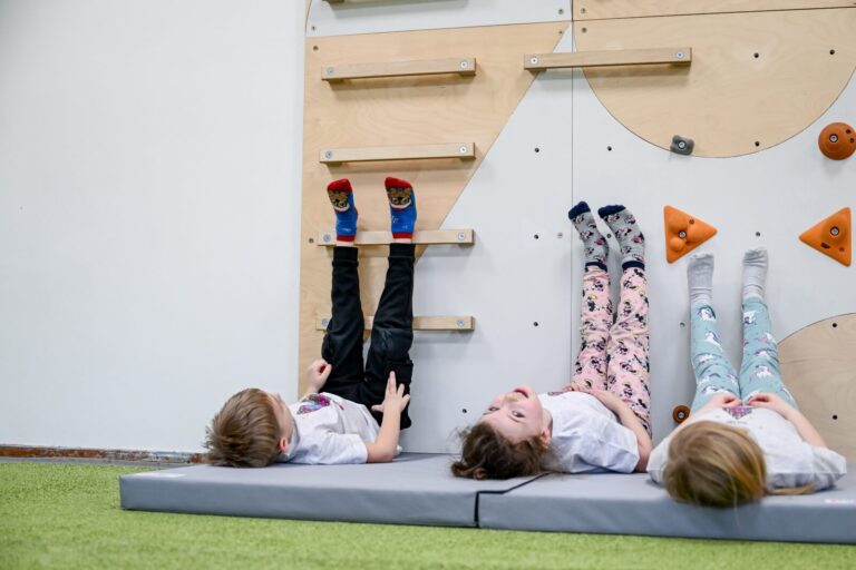 climbing wall and children